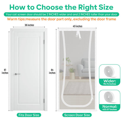 Verstärkte Katzenschutztür, 35,5 x 82 Zoll (ca. 90 x 208 cm), robuste, haustiersichere Tür mit beidseitigem Reißverschluss, verhindert, dass Hunde und Katzen aus dem Haus, Schlafzimmer, Wohnzimmer, Küche oder von der Terrasse entkommen. 
