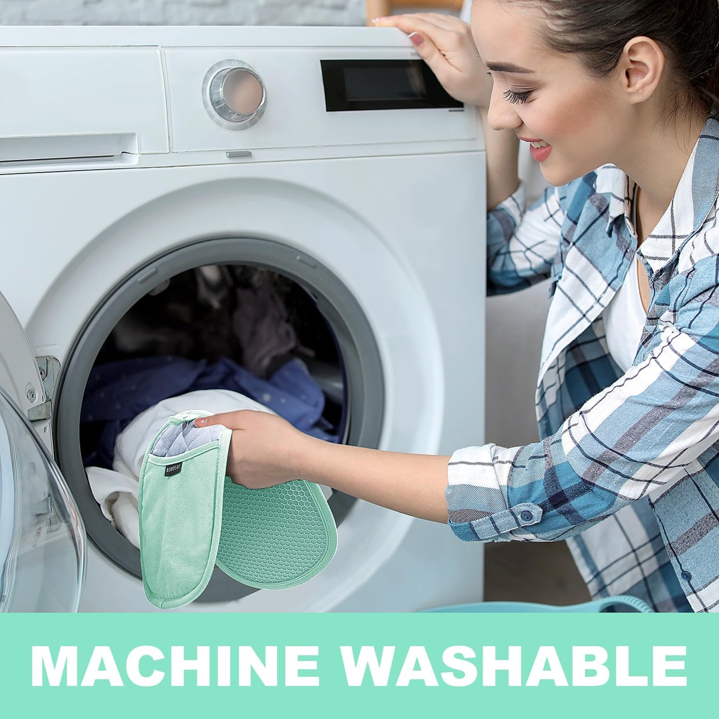 2-Pack Silicone Pot Holders for Kitchen Heat Resistant up to 500°F, Non-Slip Large Hot Pads with Pocket, Quilted Liner Trivets for Countertops Hot Pots and Pans (Gray)