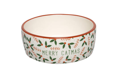 Pearhead Ceramic Bowl, Holds 2 Cups, Cute Whisker-Friendly Dish with Cat Face Design, Non-Slip, Microwave and Dishwasher Safe, Small/Medium