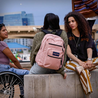 JanSport Laptop-Rucksack – Computertasche mit 2 Fächern, ergonomischen Schultergurten, 15-Zoll-Laptopfach, Tragegriff – Bücherrucksack – Erdbeer-Dusche 