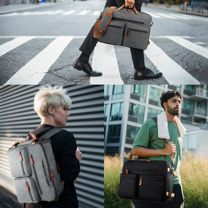 MOLNIA 3 in 1 Laptop Bag for Men, 17.3 Inch Work Bags for Men, Laptop Backpack, Briefcases, Messenger Bag, Computer Bags for Laptops for Men Women, Black