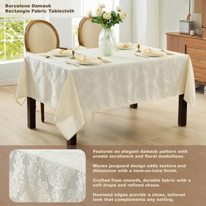 Newbridge Barcelona Luxus-Damast-Servietten, 4er-Set quadratische Servietten, Antikweiß, 100 % Polyester, bügelfrei, schmutzabweisend, für Esszimmer, Partys und Bankette