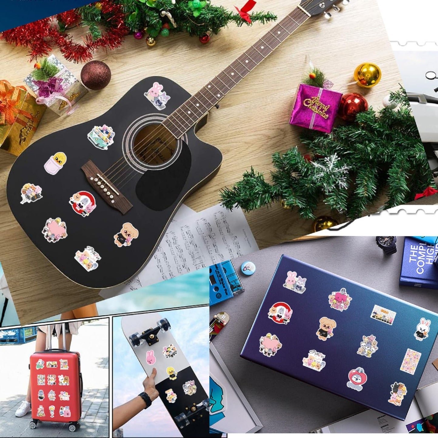 Stray-Kids Aufkleber Cartoon Laptop Aufkleber Ideal für Skateboard Auto Fahrrad Tür Snowboard Wasserdicht Schultaschen (100 Stück - Schwarz)