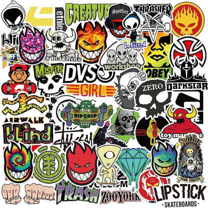 Skateboard Stickers 100Pcs/Pack Cool Waterproof Stickers for Laptop Water Bottle Suitcase Phone, Skateboarding Stickers Decal for Teens Boys Adults