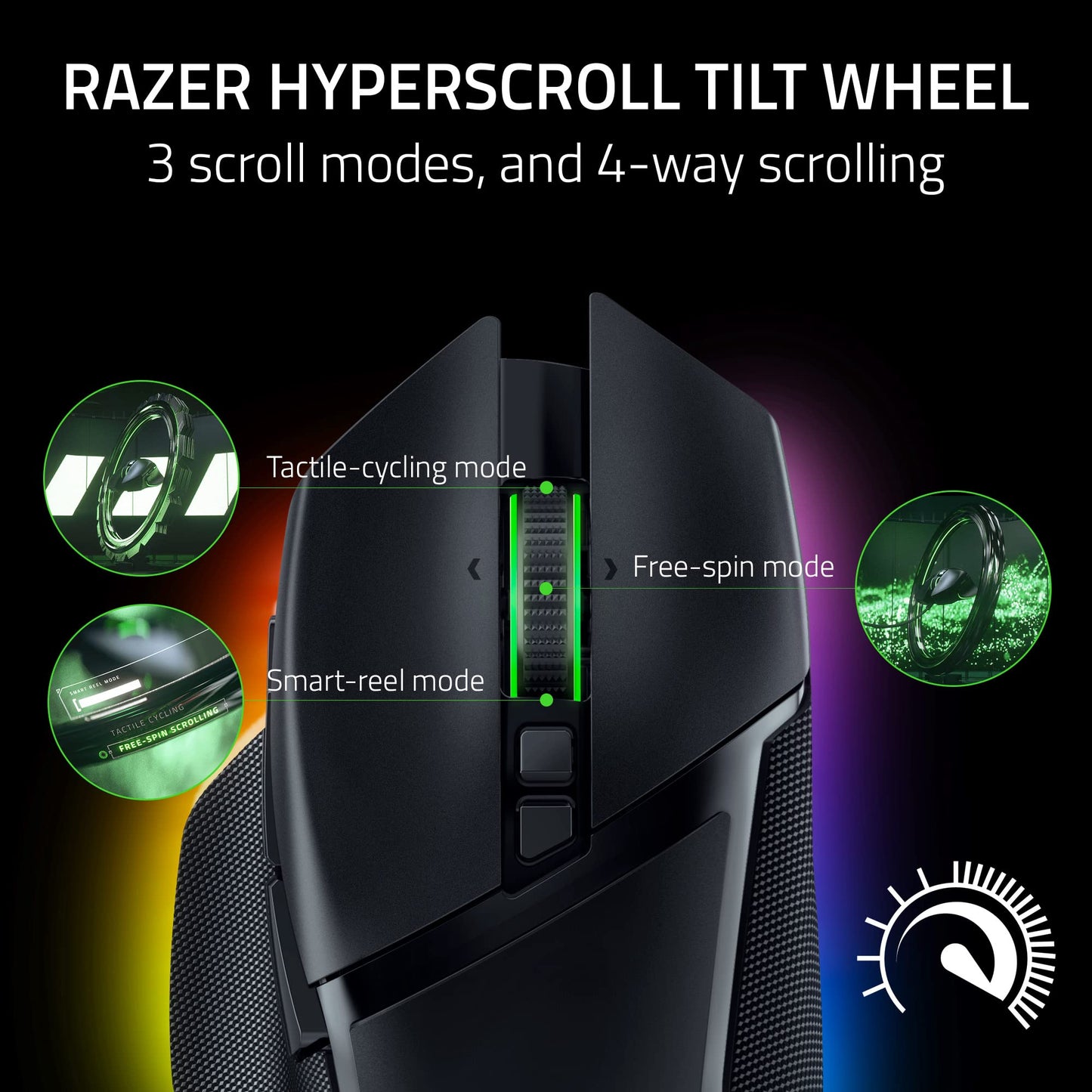 Razer Basilisk V3 Pro Kabellose Gaming-Maus: HyperScroll-Neigungsrad – Optischer Sensor mit 30.000 DPI – Optische Schalter der 3. Generation – 13-Zonen-Chroma-RGB-Beleuchtung – 13 programmierbare Tasten – 3 Verbindungsmodi – Schwarz