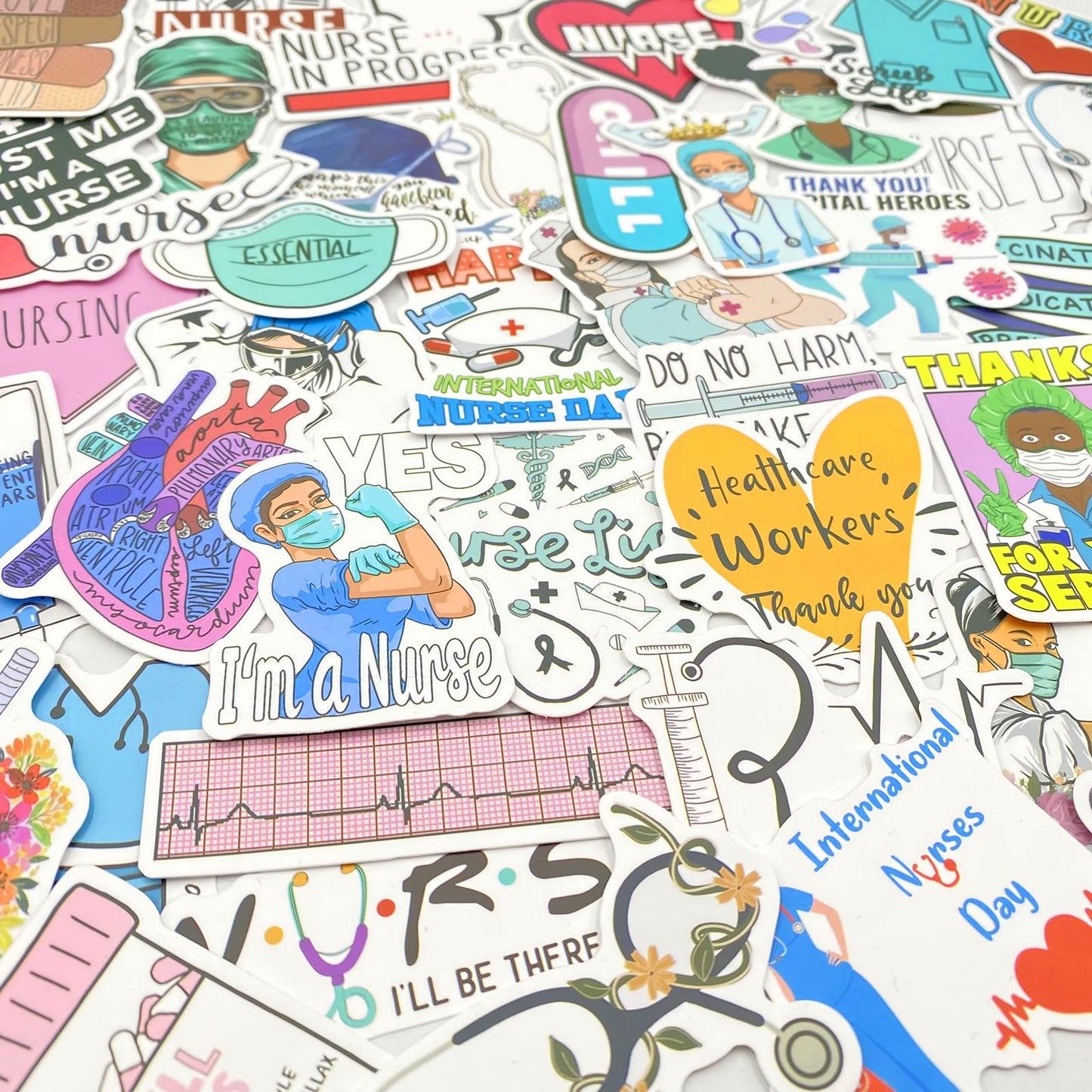 Aowplc 50 Stück Krankenschwester-Aufkleber, Vinyl-Aufkleber für Laptops und Wasserflaschen, Pflegeaccessoires für den Beruf 