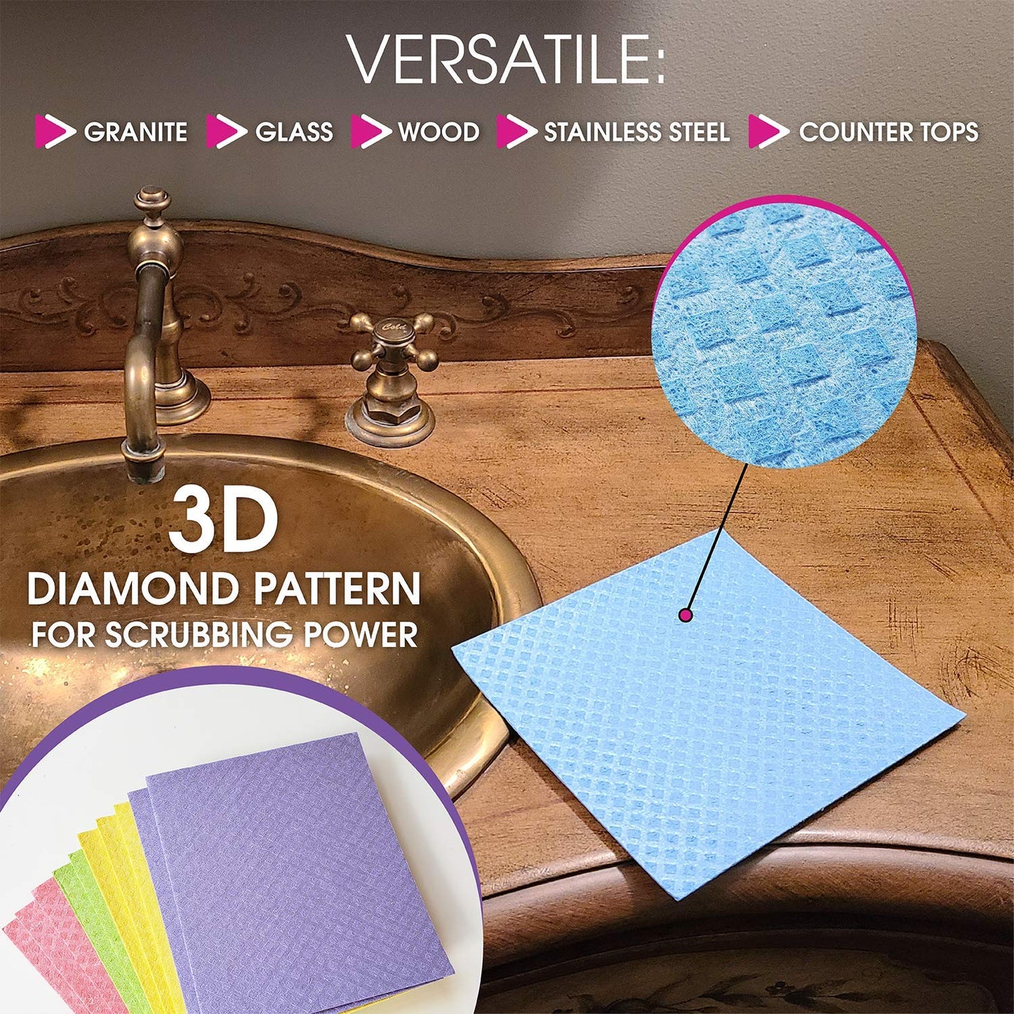 Swedish Dishcloths – Eco-Friendly Reusable Kitchen Towels – 10 Pack Cleaning Cloths for Dishes, Counters & Surfaces – Super Absorbent, Compostable, Zero-Waste Alternative