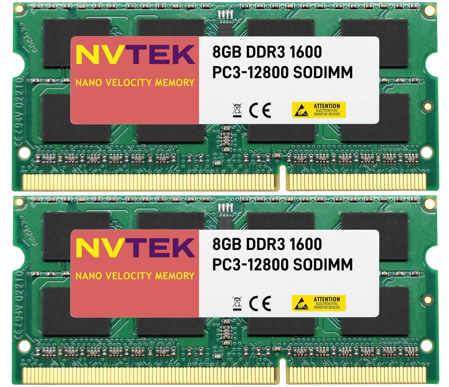 NVTEK 16GB (2X8GB) DDR3 1600MHZ PC3-12800 SODIMM 2Rx8 1.35V 204-PIN Non-ECC Laptop PC Computer Memory KIT