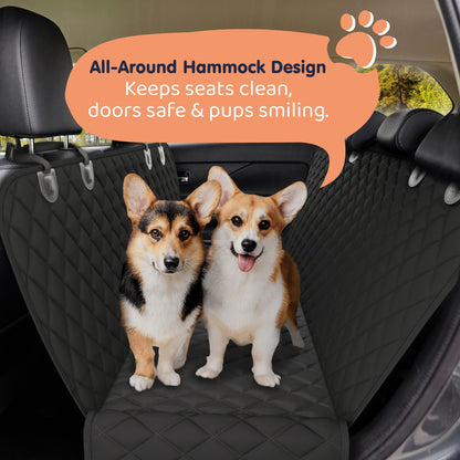 Petloox Dog Car Seat Cover for Back Seat, Waterproof Hammock for Car, SUV & Truck, Non-Slip Backseat Cover for Dogs, Heavy-Duty Dog Hammock Style Seat Protector Pets, Easy to Install & Clean