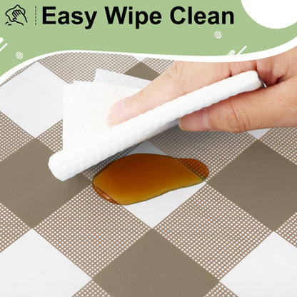 misaya 3 Packs Buffalo Disposable Table Cloth, 54 x 108 Inch Waterproof Plastic Tablecloth, Rectangle White and Khaki Checkered Table Covers for Picnic, Birthday, Party