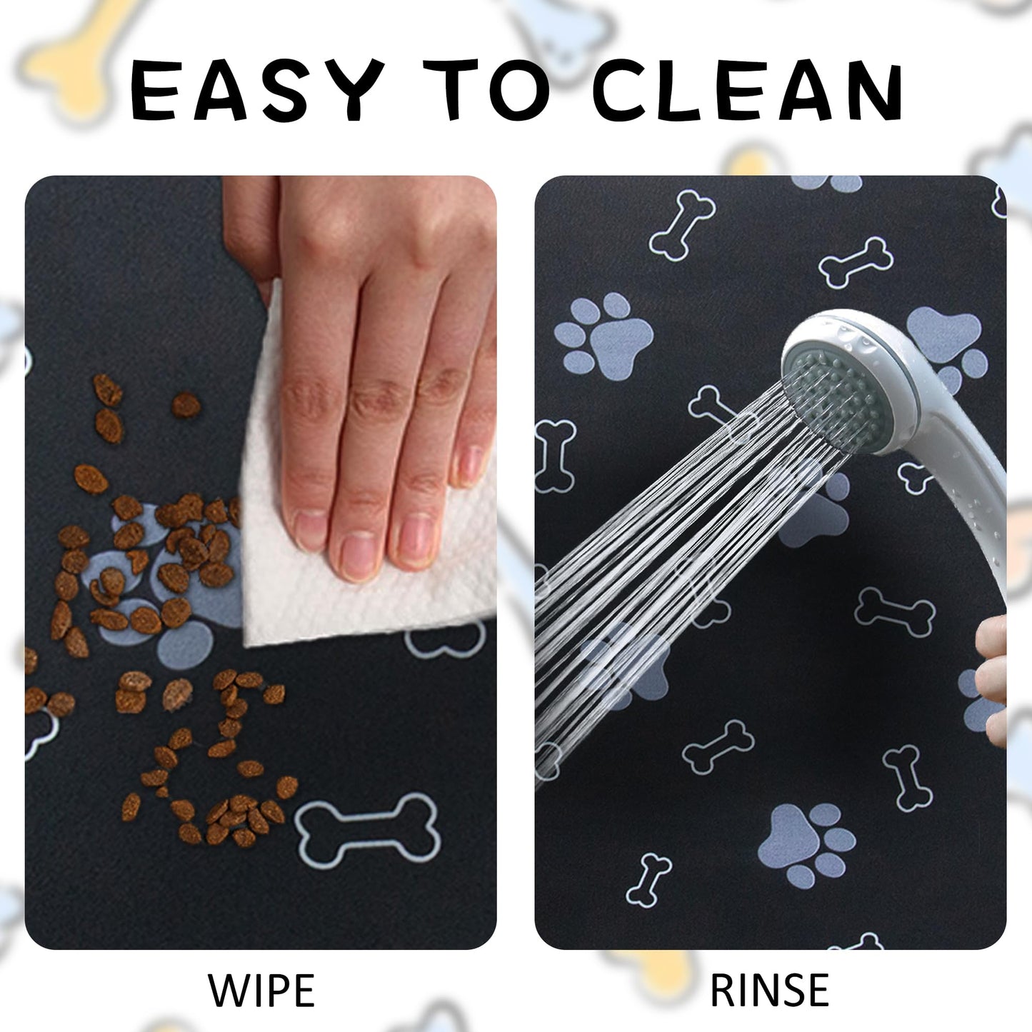 Pet Cat Dog Food Mat Non Slip Mat for Dog Water Bowl Mat Quick Dry Absorbent Cat Feeding Mat, 18.1 * 11.8 in, Dark Grey