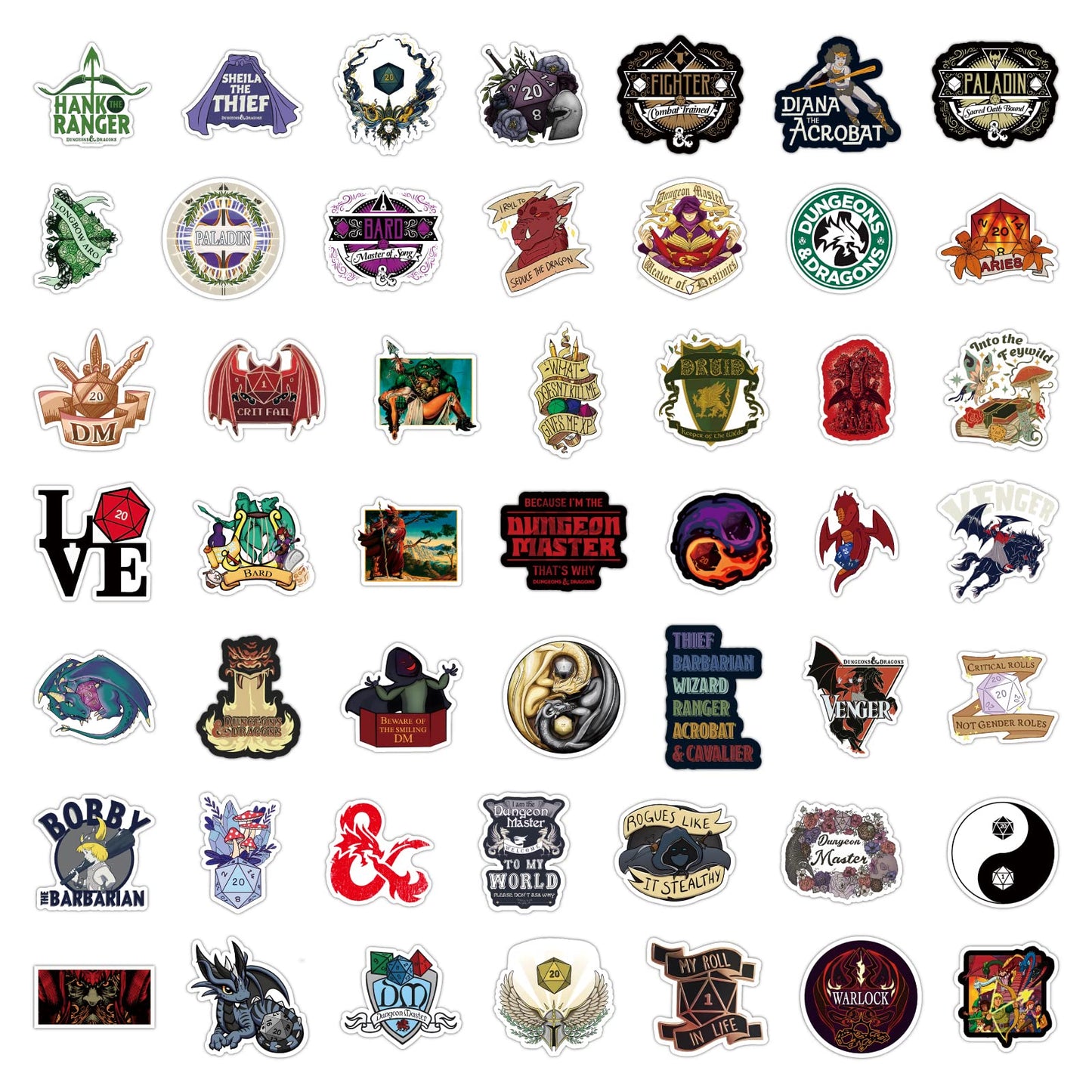 sxdaizjsym 200 Pcs Dungeons and Dragons Stickers for Laptop Water Bottle Bumper Luggage Computer Skateboard Snowboard, Gifts for Kids Girls Teens Boys Women Men
