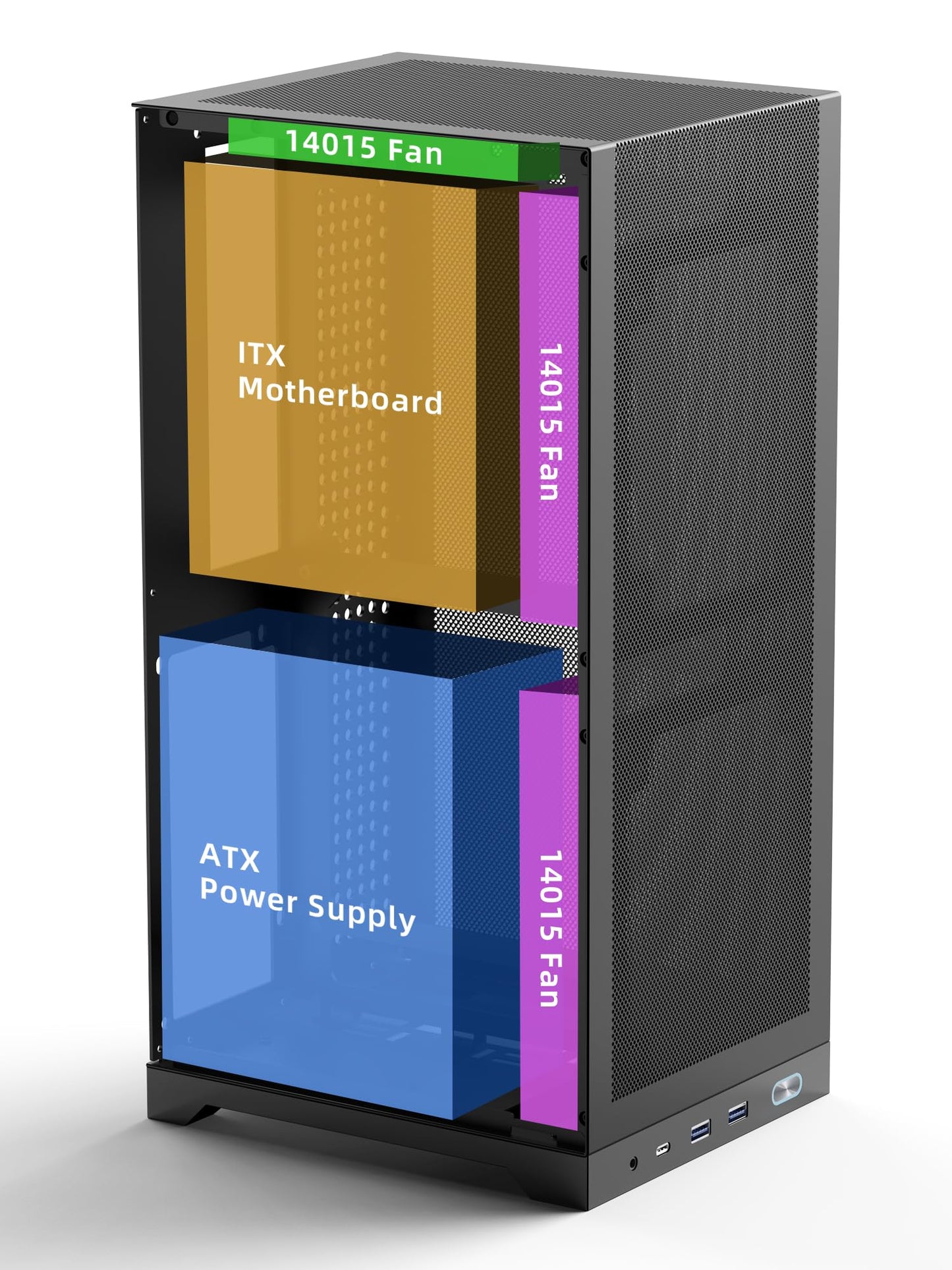 ShinySnake L400 Mini-ITX PC Case - 12.1L SFF High Airflow Gaming Chassis, Vertical GPU Mount 350mm, ATX Power Supply Support, Max. Triple 140mm Fans, PCIe 4.0 Riser & DP 1.4 Cable Included, Black