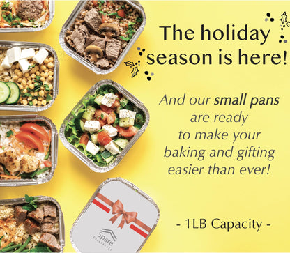 Spare Essentials 55 Pack - Small Foil Pans with Lids - To Go Food Containers with Lids 1lb Mini Aluminum Pans Freezer Safe Foil Take out Trays Heat proof Aluminum Meal Prep Containers 5.5x4.5x1.9 in