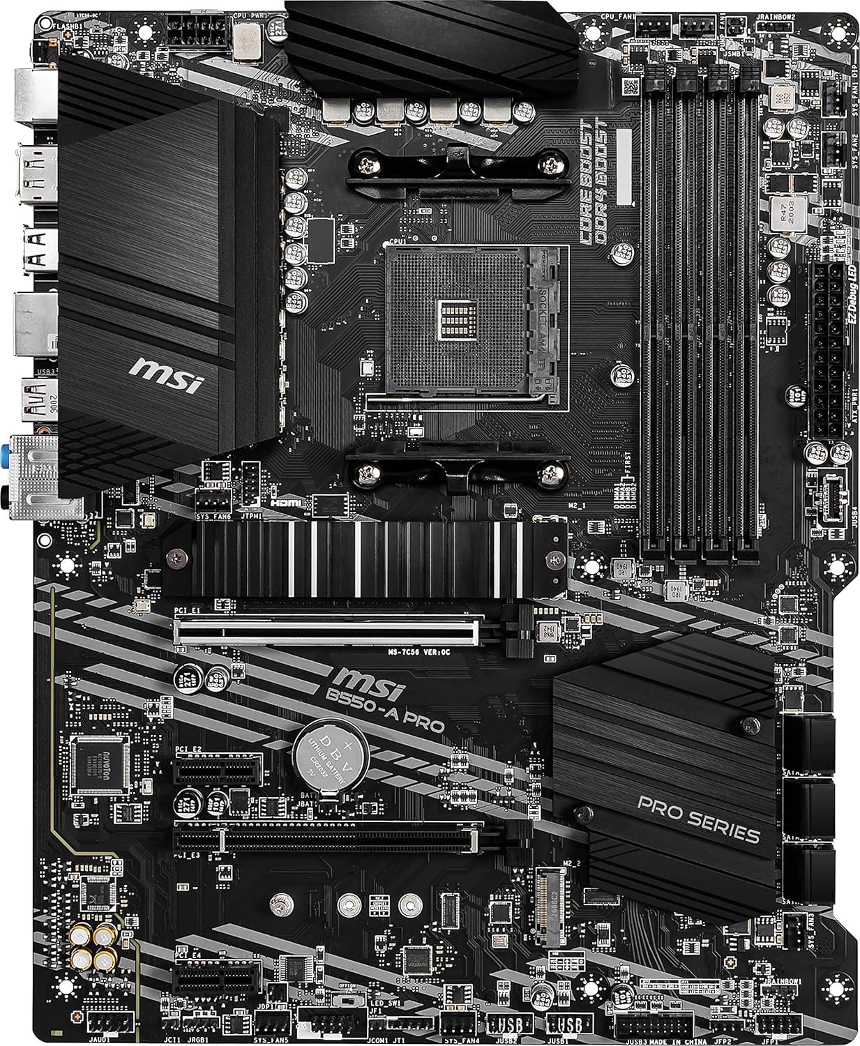 MSI B550-A PRO V1 ProSeries Motherboard (AMD Ryzen 5000, AM4, DDR4, PCIe 4.0, SATA 6Gb/s, M.2, USB 3.2 Gen 2, HDMI/DP, ATX)