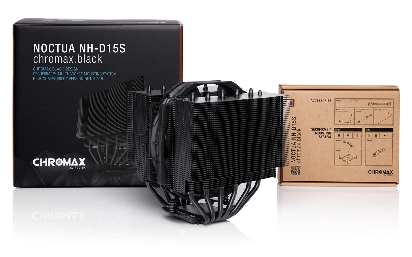 Noctua NH-D15S chromax.Black, Premium Dual-Tower CPU-Kühler mit NF-A15 PWM 140mm Lüfter (Schwarz)