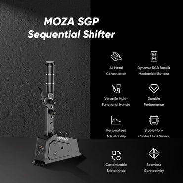 MOZA SGP Sequential Shifter PC USB Racing Similator Joysticks, Versatile Multi-Functional Handle, Non-Contact Hall Sensor, Personalized Adjustability, Dynamic RGB Backlit Mechanical Buttons