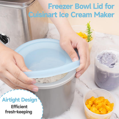 PUREKRA Silikondeckel für Cuisinart 2-Quart-Gefrierschüssel, 2er-Pack wiederverwendbare Deckel für Cuisinart Eismaschine, spülmaschinen-, mikrowellen- und gefriergeeignet, Küchenzubehör