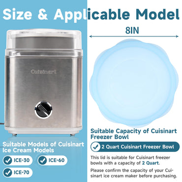 PUREKRA Silikondeckel für Cuisinart 2-Quart-Gefrierschüssel, 2er-Pack wiederverwendbare Deckel für Cuisinart Eismaschine, spülmaschinen-, mikrowellen- und gefriergeeignet, Küchenzubehör