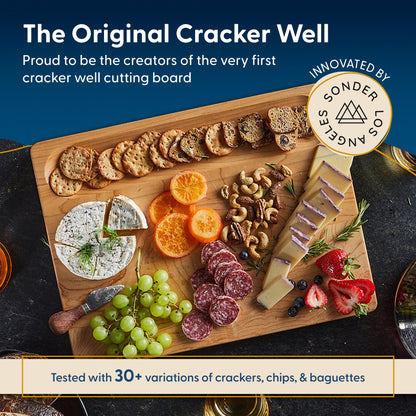 Sonder Los Angeles, Made in USA, Large Thick Maple Wood Cutting Board for Kitchen with Juice Groove, Sorting Compartment, Charcuterie Wooden Board 17x13x1.5 in (Gift Box Included)