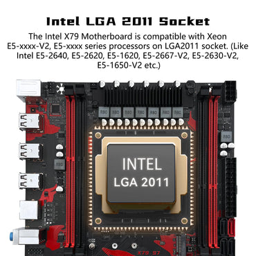 SHANGZHAOYUAN X79 S7 Gaming Motherboard LGA 2011 for Intel Xeon E5 E7, Core I7 Series CPUs, with DDR3 Slots max Support 256GB, NGFF/NVME M.2, SATA 3.0, PC Computer Server Mainboard
