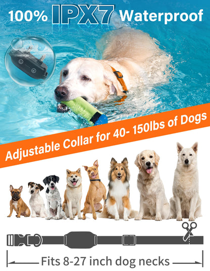 PaiPaitek Antibellhalsband mit Fernbedienung – Automatisches Antibell- und Trainingshalsband mit 1000 m Reichweite, geeignet für mittelgroße bis große Hunde von 18–68 kg – IPX7 wasserdicht