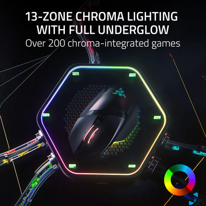 Razer Basilisk V3 Pro Kabellose Gaming-Maus: HyperScroll-Neigungsrad – Optischer Sensor mit 30.000 DPI – Optische Schalter der 3. Generation – 13-Zonen-Chroma-RGB-Beleuchtung – 13 programmierbare Tasten – 3 Verbindungsmodi – Schwarz