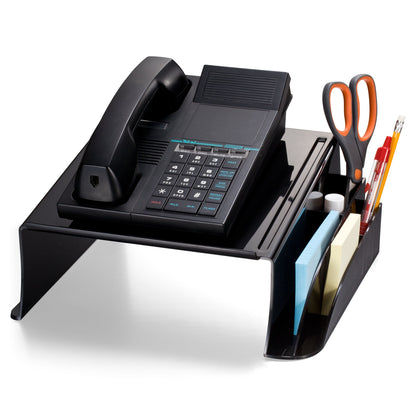 Officemate Telephone Stand, Laptop Stand, Black Plastic Computer Riser, Laptops Elevator for Desk, 12.5 x 10 .125 x 5.25 Inches, Black (21522)