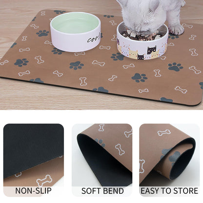 Pet Cat Dog Food Mat Non Slip Mat for Dog Water Bowl Mat Quick Dry Absorbent Cat Feeding Mat, 18.1 * 11.8 in, Dark Grey