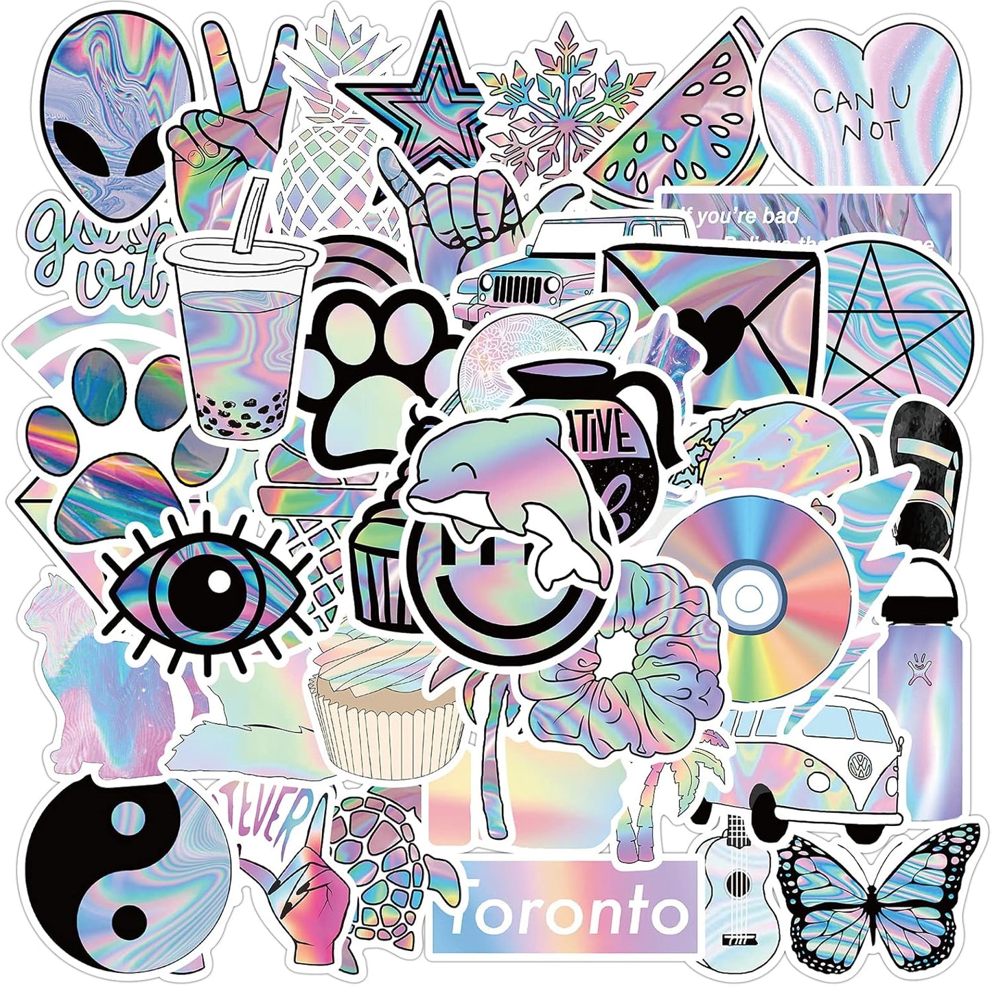 Cute Stickers for Water Bottles, 50 Pack Cute Vsco Vinyl Aesthetic Waterproof Stickers for Laptop Hydroflask Skateboard Computer for Teens Kids Girls