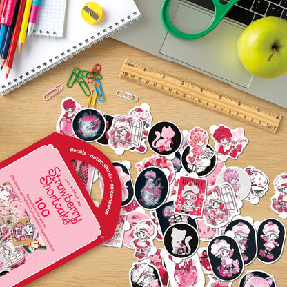 Erdbeerkuchen-Aufkleber-Sortiment