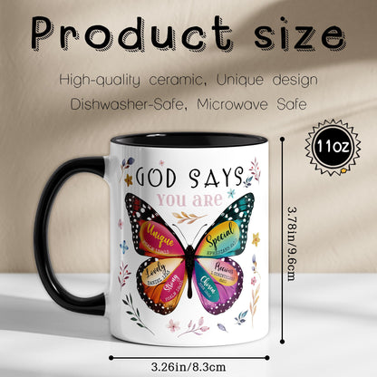 Spwasplo Christian Gifts for Women - Birthday Christian Mug 11oz with Butterfly - Inspirational Religious Catholic Gift for Sister, Friend, Daughter, Mom - Baptism Confirmation Gifts for Girls