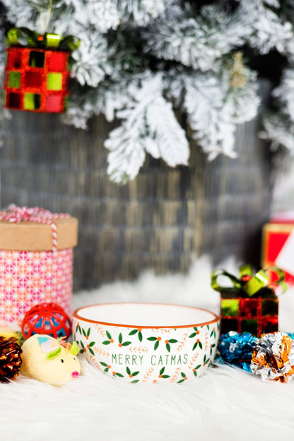 Pearhead Ceramic Bowl, Holds 2 Cups, Cute Whisker-Friendly Dish with Cat Face Design, Non-Slip, Microwave and Dishwasher Safe, Small/Medium