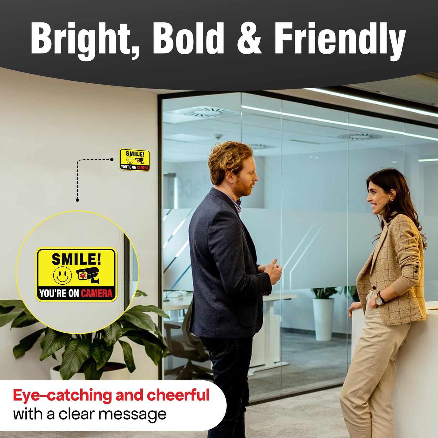 Sticky Expressions | 6 Pcs Smile You're On Camera Stickers, Two Sizes (2 Large, 4 Medium) - Strong Adhesive, Waterproof You are On Camera Signs! Anti Theft Car Stickers. Perfect for Security