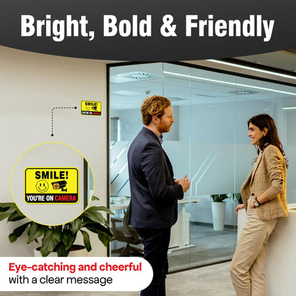 Sticky Expressions | 6 Pcs Smile You're On Camera Stickers, Two Sizes (2 Large, 4 Medium) - Strong Adhesive, Waterproof You are On Camera Signs! Anti Theft Car Stickers. Perfect for Security