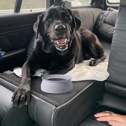 SLSON Spill Proof Dog Water Bowl for Cars,Collapsible No Splash Dog Travel Bowls Integrated Molding Portable Pet Bowl for Vehicle Road Trip Truck,RV,SUV,Boat Accessories (Cold Grey)