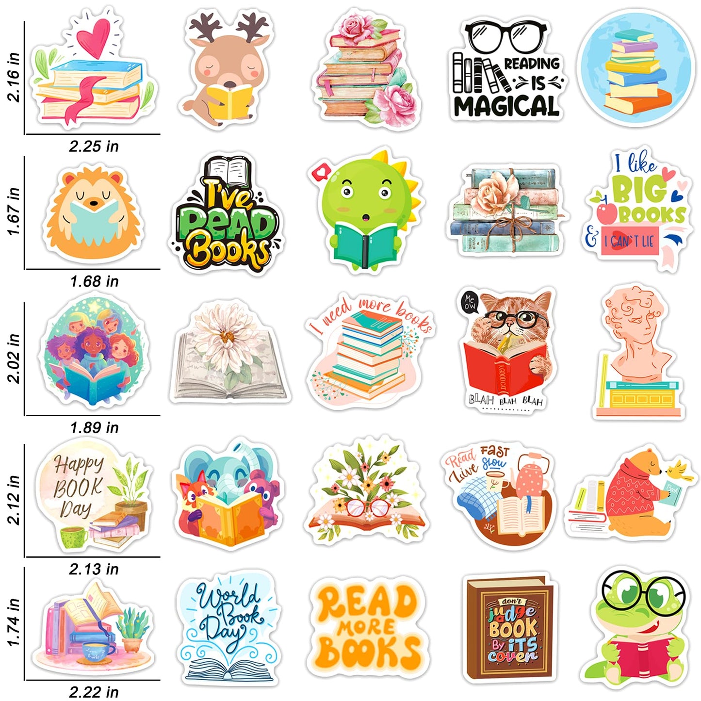 STKJoviale 200 PCS Book Stickers for Kids, Reading Stickers for Students Bookish Stickers for Laptop Water Bottles Book Accessories Vinyl Stickers for Book Lovers Gifts