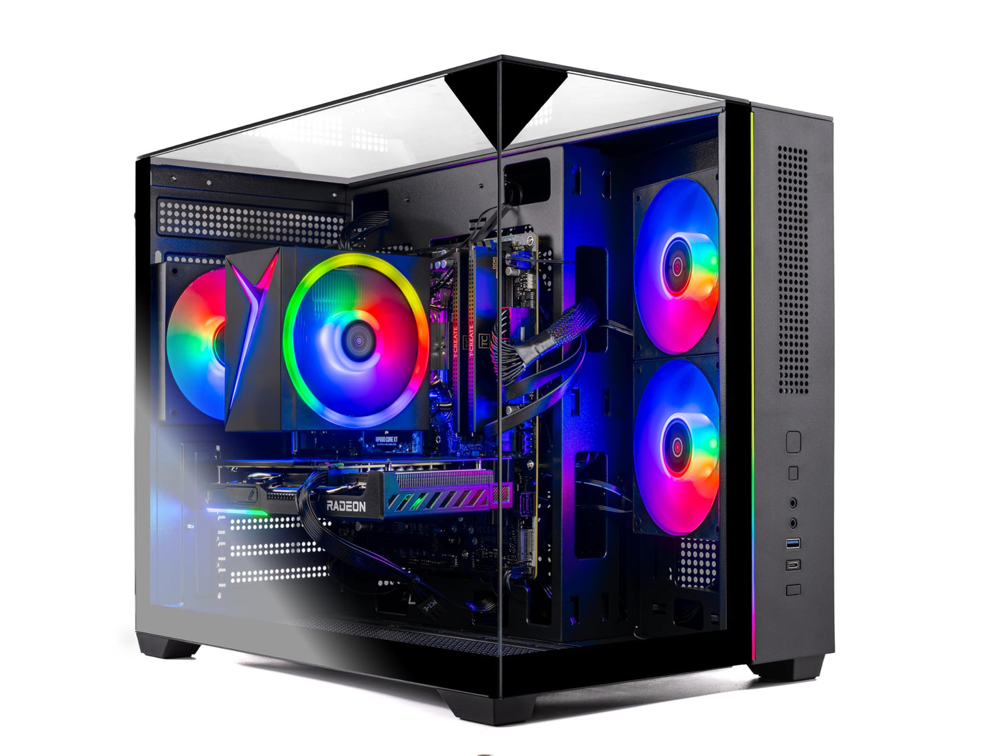Skytech Gaming Crystal Gaming PC, AMD Ryzen 7 7700 3.8GHz, NVIDIA RTX 5050 8GB, 1TB NVMe SSD, 32GB DDR5 RAM 5200 RGB, 650W Gold PSU, Wi-Fi, Win 11, Gaming Desktop