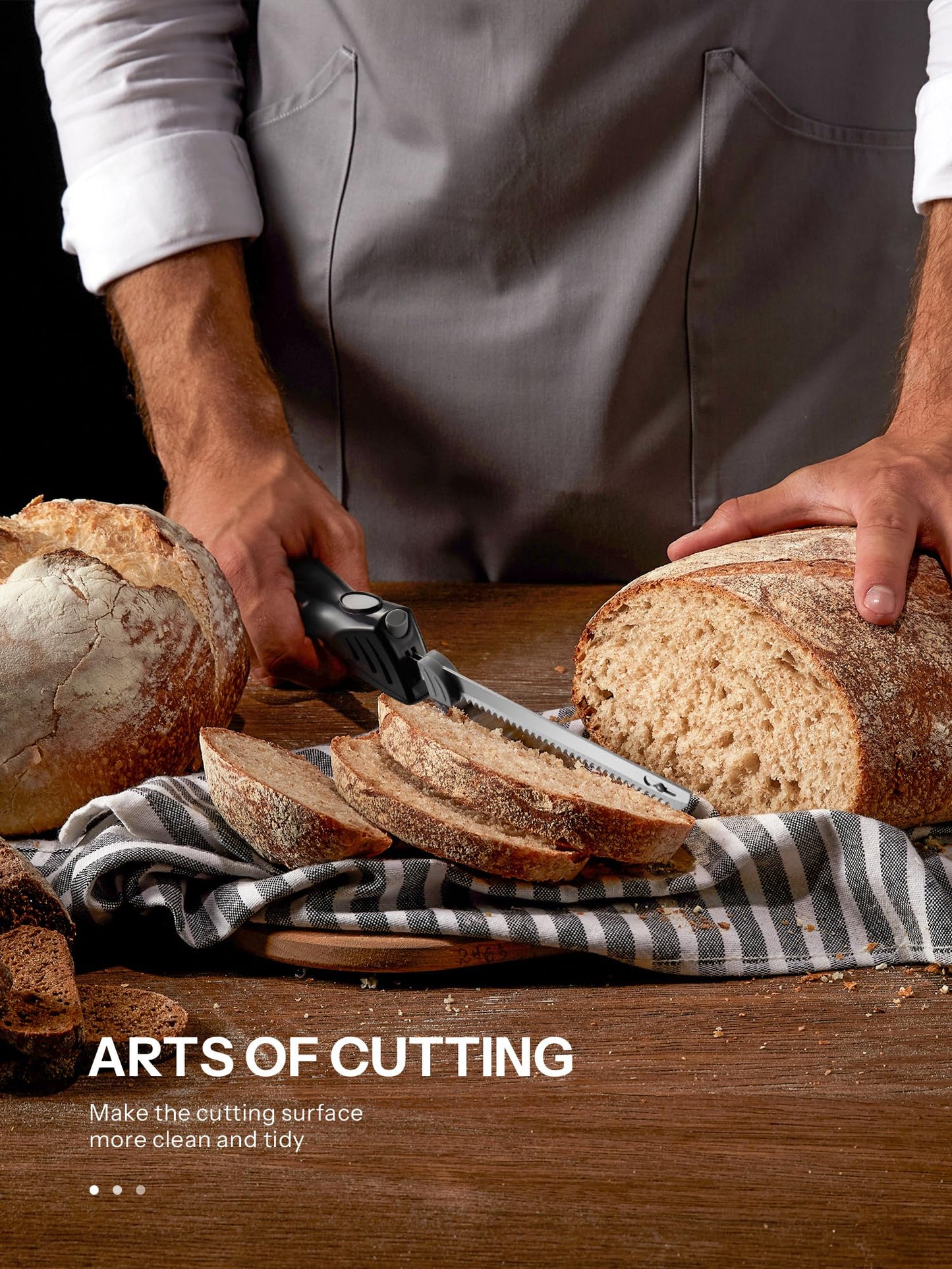 Reemix Elektromesser, Z3042 Elektromesserset zum Schneiden von Fleisch, Geflügel, Brot, Bastelschaumstoff und mehr, 2 Klingen für Fleisch und Brot, inklusive Gabel (Schwarz)