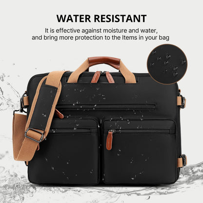 MOLNIA 3 in 1 Laptop Bag for Men, 17.3 Inch Work Bags for Men, Laptop Backpack, Briefcases, Messenger Bag, Computer Bags for Laptops for Men Women, Black