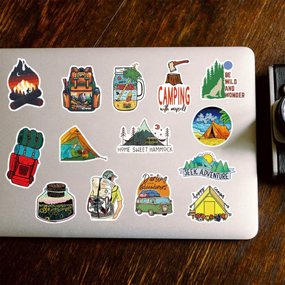 SEEYEON 200Pcs Outdoor Stickers for Kids Adults, Waterproof Camping Hiking for Water Bottle Laptop Scrapbook Luggage, Cute Adventure for Boys Girls
