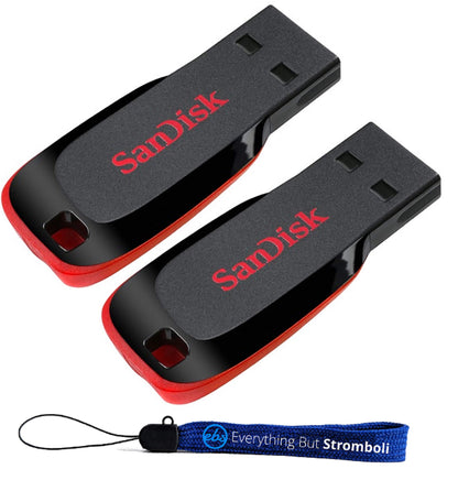 SanDisk 8GB Cruzer Blade Flash Drive 2 Pack SDCZ50-008G-B35 - Bundle with 1 Everything But Stromboli Lanyard