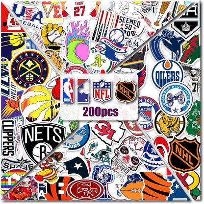 Sports Stickers for Teens 200 PCS Stickers Pack for Water Bottles Vinyl Sticker DIY Decoration for Kids Teens Adults Party Favor (Style A)