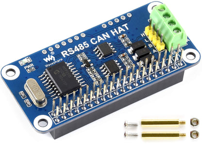 RS485 CAN HAT for Raspberry Pi 5/4B/3B+/3B/2B/B+/Zero/Zero W/WH/2W, Long-Distance Communication via RS485/CAN Function, Onboard CAN Controller MCP2515, SPI Interface Transceiver SIT65HVD230DR