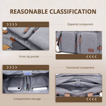 MOLNIA 3 in 1 Laptop Bag for Men, 17.3 Inch Work Bags for Men, Laptop Backpack, Briefcases, Messenger Bag, Computer Bags for Laptops for Men Women, Black