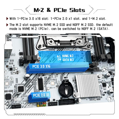 SHANGZHAOYUAN X99 LGA 2011-3 Motherboard for Intel Xeon E5 V3/V4 and Core i7 Series Processors (Micro ATX, DDR4 Max 128GB, PCIe 3.0, M.2 Protocol, Gigabit LAN) PC Server Mainboard, X99 PR9-H White