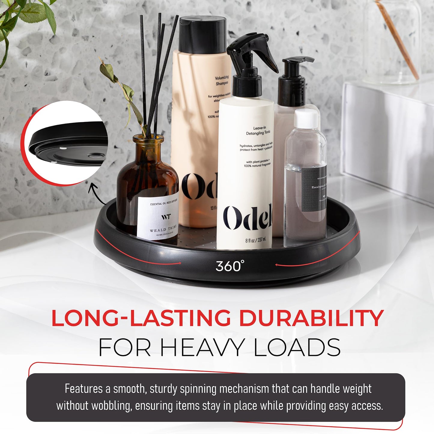 Oizeir 10 Inch Lazy Susan (Set of 4) - Non-Skid Turntable for Cabinet to Maximize Storage and Simplify Accessibility in Kitchen, Bathroom, and Pantry Spaces (Black)