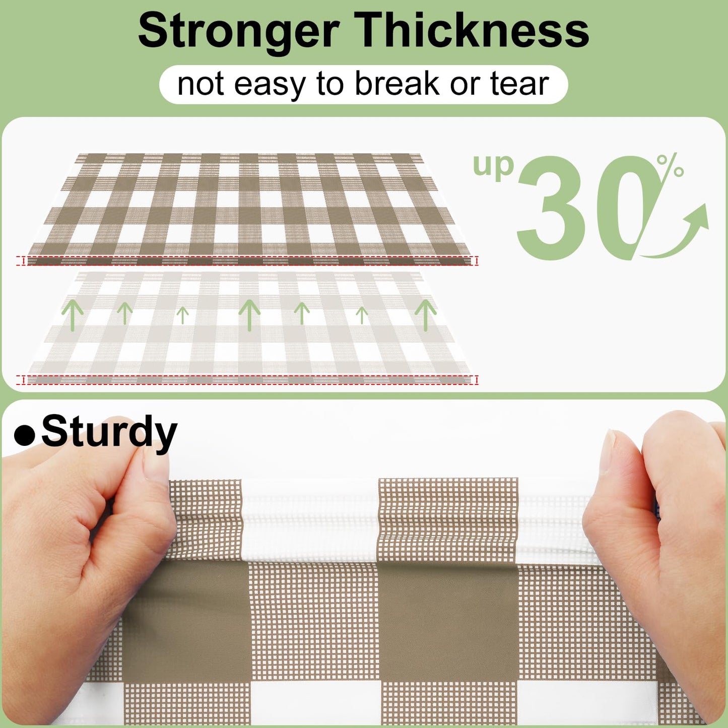 misaya 3 Packs Buffalo Disposable Table Cloth, 54 x 108 Inch Waterproof Plastic Tablecloth, Rectangle White and Khaki Checkered Table Covers for Picnic, Birthday, Party