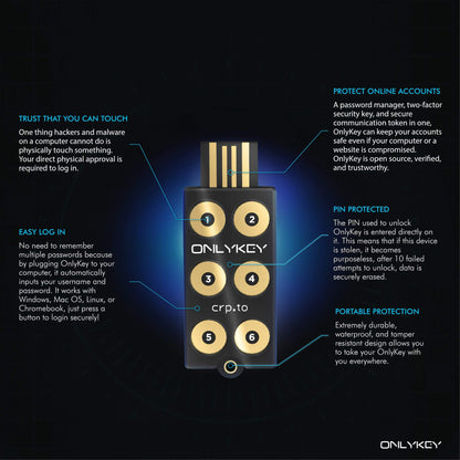 OnlyKey FIDO2 / U2F Security Key and Hardware Password Manager | Universal Two Factor Authentication | Portable Professional Grade Encryption | PGP/SSH/Yubikey OTP | Windows/Linux/Mac OS/Android