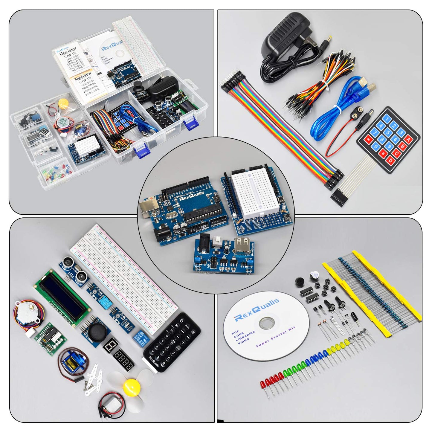REXQualis Super Starter Kit basierend auf Arduino UNO R3 mit Tutorial und Controller-Board, kompatibel mit der Arduino IDE